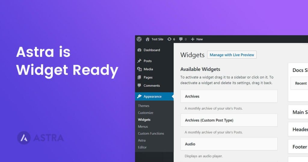 Did you know Astra is Widget Ready? Widget ready final