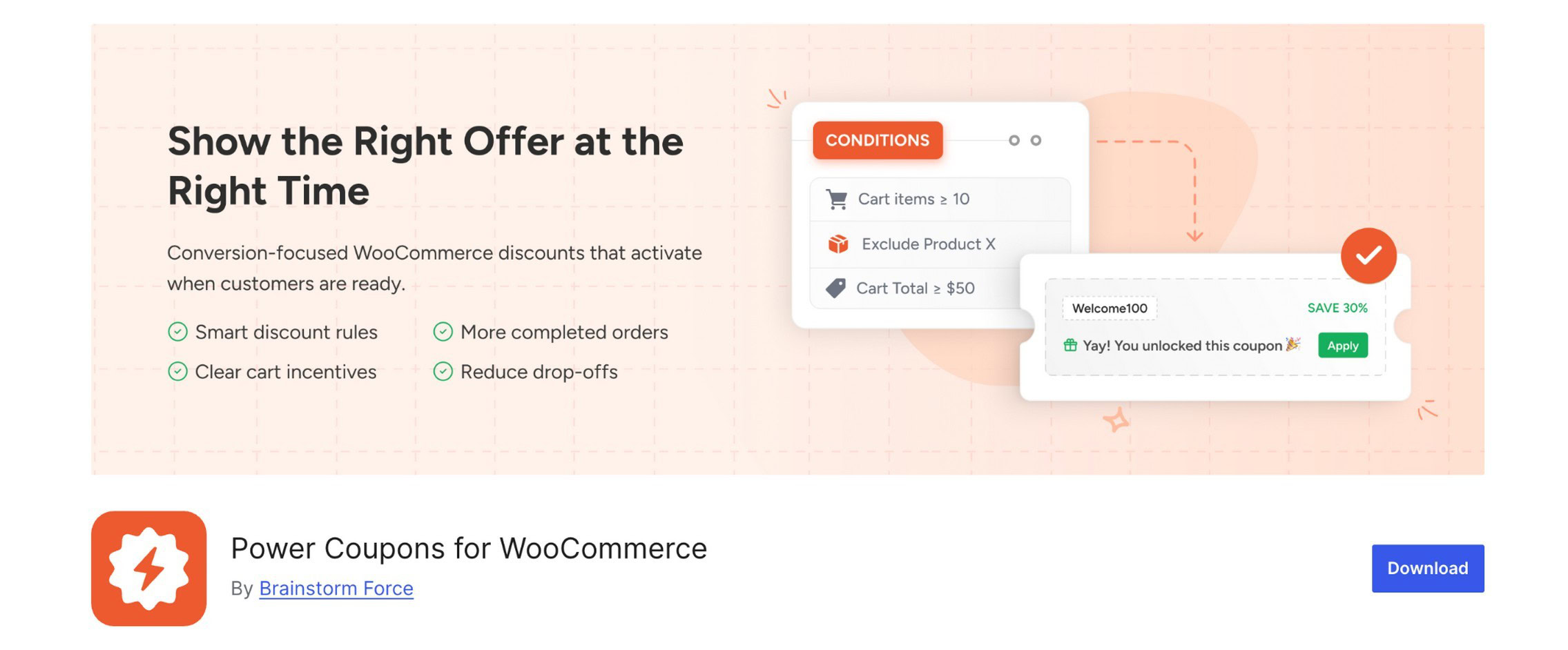 9 Best WooCommerce Coupon Plugins to Boost Sales in 2026 Power Coupons plugin coupon creation screen in WordPress dashboard showing cart condition rules panel and auto-apply toggle setting