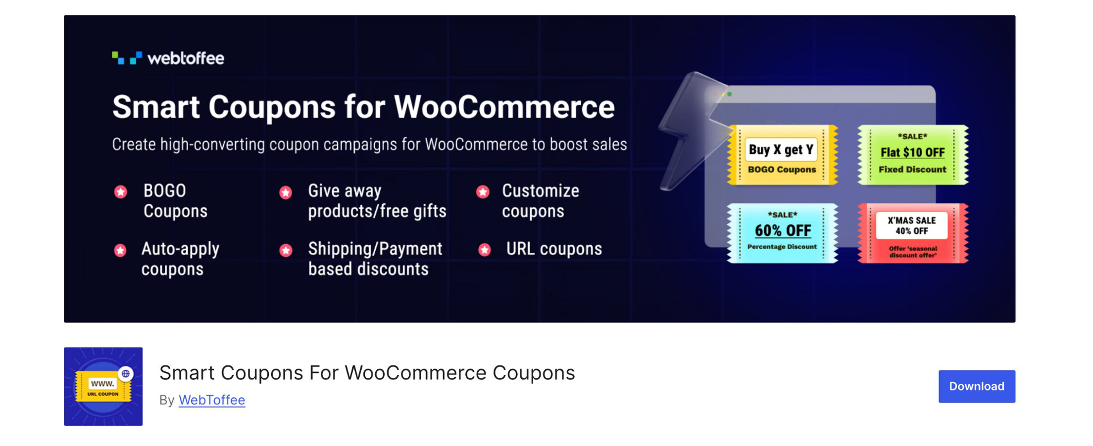 9 Best WooCommerce Coupon Plugins to Boost Sales in 2026 WebToffee Smart Coupons bulk coupon generation screen in WordPress showing code count input, prefix and suffix fields, and one-click generate button