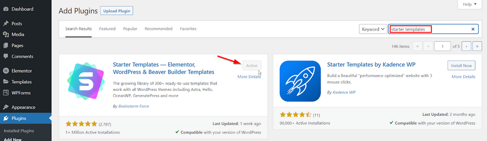WordPress WooCommerce Tutorial: 14 Step Store Setup Guide Install Starter Templates plugin